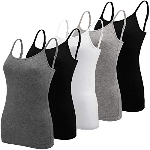 BQTQ Lot de 5 Camisole Femme Débardeur Caraco Bretelles, M(Gris Foncé)