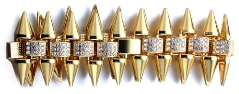 Halukakah 18k Echtgold/Platin Plattierte Stahl-Punk-Dorn-Armband für Männer - 228 Handgefasste Labor-Diamanten - Komplett mit Geschenkbox
