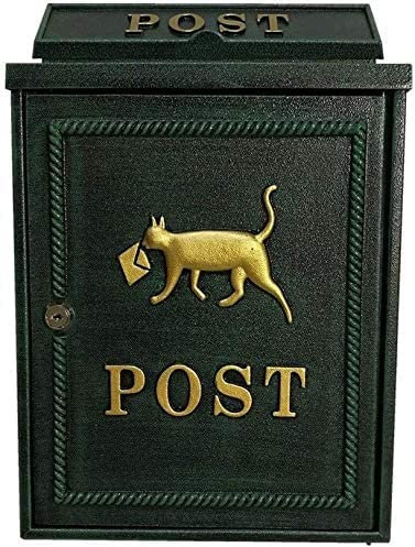 LSDRALOBBEB Wandbriefkasten Postkasten Sicherheits-Schließfach Wasserdichter Briefkasten Europäisches Aluminium mit Schloss Outdoor-Postfach Sicherer Briefkasten 1019(Color:Green)