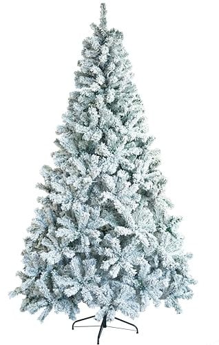 Asinse Artificial Flocked Christmas Tree, 7ft/210cm, 1000 Tips, Snowy Xmas Tree with Foldable Metal Stand for Indoor&Outdoor Holiday Decoration