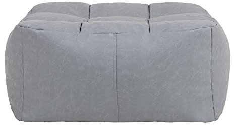 Icon Lorenzo Sitzsack Hocker, Grau, Kunstleder Stoff, Sitzsack Erwachsene mit Füllung, Bean Bag, Sitzpuff, Lounge, Schlafzimmer, Wohnzimmer, Wohnzimmer Möbel