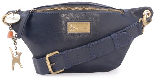 Catwalk Collection Handbags - Marsupio Donna Pelle - Borsa a Cintura per Festival o Viaggio - Borsello Piccolo - Cintura Regolabile - Ariana - Blu