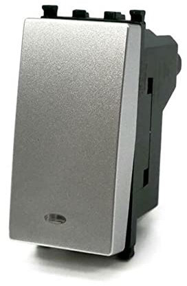 Vetrineinrete® Kit 2 deviatore bipolare con spia luminosa compatibile con vimar plana interruttore pulsante 2p 16ax 250vac (Silver)