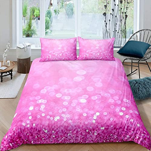 Copripiumino una Piazza e Mezza Schema Circolare, Copripiumone Fucsia in Stampe 3D Morbida Microfibra, Biancheria da Letto 200x200 cm con 2 Federe 50x80 cm