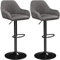 Yaheetech Bar Stools Set of 2, Height Adjustable Swivel Barstools, PU Leather Upholstered Bar Chair with Backrest, Armrests and Footrest for Home Kitchen, Grey