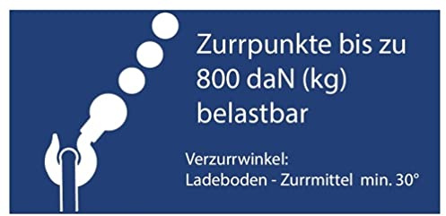 Aufkleber Hinweis Ladungssicherung Zurrpunkte bis zu 800 daN (kg) Schild Folie selbstklebend | Größe wählbar Made in Germany, Größe: 5x10 cm