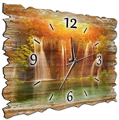 Bilder-Manufaktur BM Holz Funk Quarz Quarzwanduhr Wanduhr Funkwanduhr Funkwanduhren Funkuhr Funkuhren kein Ticken lautlos geräuschlos leise ohne Tickgeräusche groß XXL H3b-10249-quarz