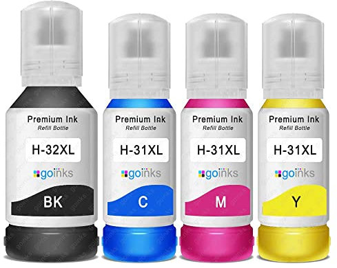 Go Inks compatible to replace HP 32XL & 31XL - 1 Set of 4 Refill Ink Bottles for Smart Tank Printers - Black, Cyan, Magenta Yellow - High Capacity Bottles