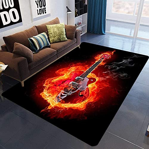 JOKITA Teppich Schlafzimmer Modern Rock-Gitarre 3D Rock-Gitarre Wohnzimmer Teppich Rock-Gitarre Dekoration Carpet rutschfeste Teppiche, 140 x 200 cm