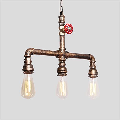 Jadssox Retro Industrie Hängelampe 3-Licht Cluster Pendelleuchte Deckenleuchte Steampunk Wasserpfeife Kronleuchter, Kücheninsel Esszimmer Bar Bauernhaus E27 Pendelleuchten