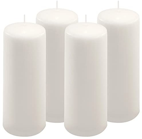 Stumpenkerze weiß Höhe 20 cm Ø 7,5 cm lange Brenndauer Rund-Kerze Säulenkerzen Kerzen-Deko Tafelkerzen Weihnachts-Kerzen Hochzeit Xmas (4)