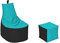 MILLINDABAG Modern Sitzsack für Kinder und Erwachsene Sessel Kissen In & Outdoor Gaminggeignet & bereits gefüllt Sitzkissen Bodenkissen (Schwarz - Türkis, XXL - Durchmesser 78 cm mit Hocker)