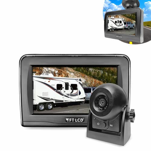 WiFi Wireless Magnetic Hitch Camera Backup Rear View with 4.3 inch LCD Monitor Display for Gooseneck Horse Trailer Boat Travel Trailer/Fifth Wheels/RV/Camper Car Battery Powered Portable Kit