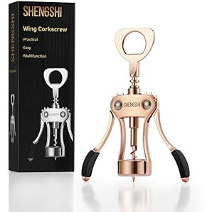 shengshi Abridor de botellas de vino de aleación de zinc con sacacorchos y abridor de botellas multifuncional