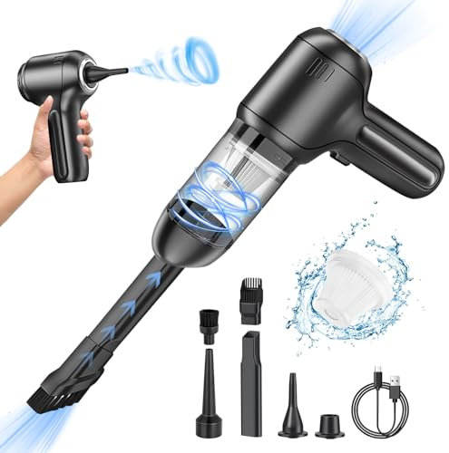 Journeyside Aspirabriciole Senza Fili,120W Aspirabriciole Auto Potente 12000PA Umido e Secco,2in1 Aspirabriciole Portatile Senza Fili per Auto, Ricaricabile Aspirapolvere Auto per Casa, Auto, Ufficio