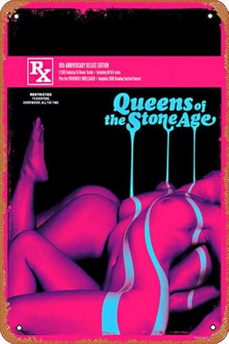 Muecddoa Kii Arens – 2010 – Queens of the Stone Age Konzert-Poster, lustiges sarkastisches Metall-Blechschild, Wanddekoration, Männerhöhle, Bar, Garage, Dekoration, Vintage-Poster, Schilder, 20,3 x