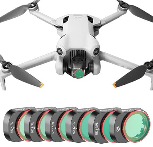 6 Stück ND/PL CPL Filter-Set kompatibel mit DJI Mini 4 Pro, ND4/PL ND8/PL ND16/PL ND32/PL ND64/PL CPL Kameralinsenfilter entfernen Blendung für DJI Mini 4 Pro Drohnenzubehör