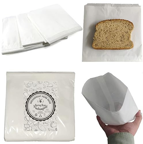 100 Greaseproof Sandwich Paper Bags - Medium 8.5 X 8.5” - Perfect For Bakery Goods, Snacks, Fried Foods, And Takeaways. Keep Items Fresh, Mess-Free, And Packaged Professionally, Catering Or Home Use