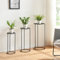 [en.casa] Set de 3 Soportes para Plantas Mesas Auxiliares Redondas Organizador de 3 Macetas Portamacetas Interior Metal 70 x Ø 32 cm - Negro