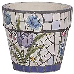 Keramik-Blumentopf, mexikanischer Mosaik-Blumentopf, buntes Prozessmuster, Blumentopf, spanischer großer Blumentopf, Bonsai-Villa, Outdoor-Gartendekoration (22 x 19,5 cm)