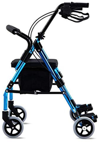 Gehhilfen für Senioren Gehgestell, Vierrad-Gehhilfe mit Pedal, feststellbaren Bremsen, höhenverstellbaren, bequemen Handgriffen, faltbarer Vierrad-Gehhilfe mit Versandtasche, platzsparender Rollator-