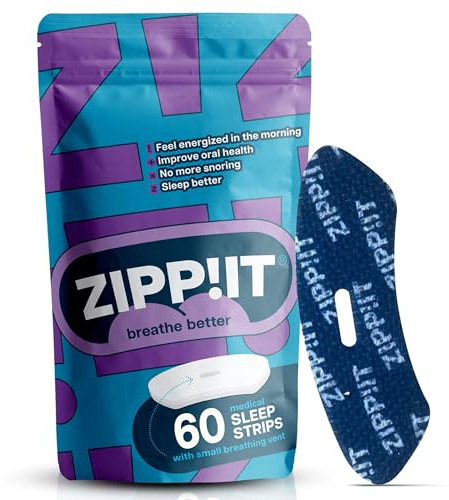 Zippit Mouth Tape 60 Stück – Mundpflaster mit optimierter Passform – Mund Tape ideal als Schnarchstopper – Mouth Strips zum Schlafen & Mund zukleben nachts – Anti-Schnarchpflaster für den Mund