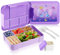 Porta Pranzo, Lunch Box per Bambini con 6 Scomparti e Posate,1330ml Bento Box Senza BPA,Lavabile in Microonde e Lavastoviglie,Bento Lunch Box Prova di Perdite per Scuola,Ufficio e Viaggio (Viola m)