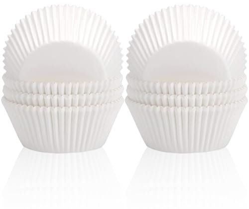 POPOYU 200Pcs Mini White Cupcake Cases,Paper Muffin Cake Wrappers Boxes Baking Cups Dessert Holder Cupcake Liners for Kids Birthday Baby Shower Wedding Bride Christmas Halloween Party Cake Decoration