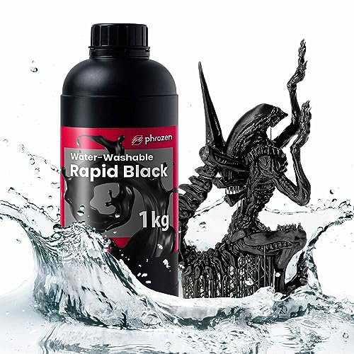 Phrozen Résine Lavable à l'Eau pour Imprimantes 3D | Résine Photopolymère UV 405nm pour Imprimantes LCD | Peu Odorante, Lavable à l 'Eau, Durcissement Rapide | Noir (1kg)