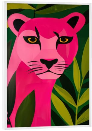 artboxONE Poster mit weiem Rahmen 18x13 cm Tiere Abstrakter Rosa Panther - Bild pink Boho Dschungel