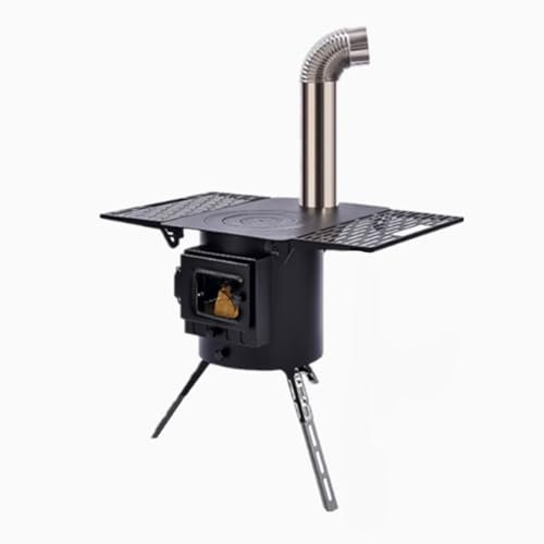 Kaminofen Holzofen Multifunktionaler Holzofen Dicke Stahlplatte, großer Holzofen mit Sichtfenster, ideal zum Kochen und Heizen im Innen und Außenbereich