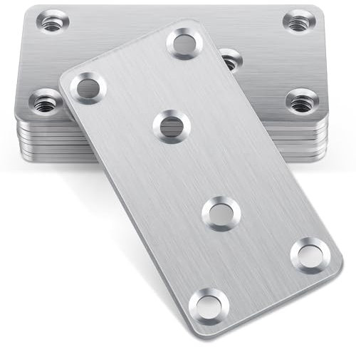 Jeboler 10 Stück Flachverbinder Edelstahl, 80×40×1.75mm Lochplatte Holzverbinder Metall Flacheisen Gelocht Verbindungsplatte, Silber Verbindungsblech Metallverbinder Verbinder für Holz Möbel