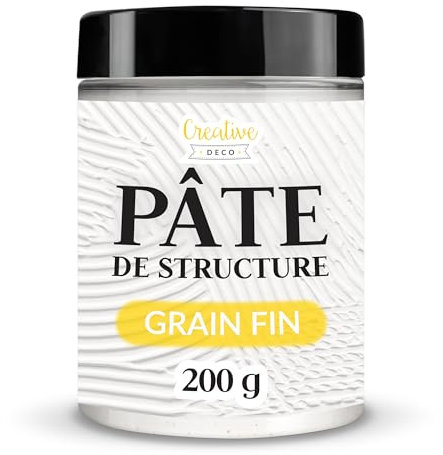 Creative Deco Pasta Estructural de Grano Fino 200g | Pasta Blanca para Proyectos Artísticos para Pintura Acrílica | Fácil de Usar con Espátula para Crear Efectos 3D, Estructuras, Texturas