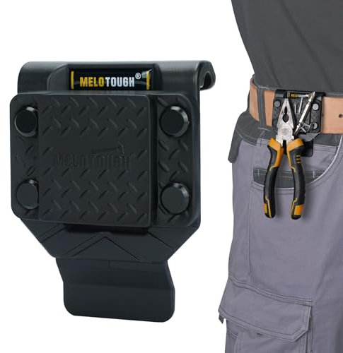 MELOTOUGH Magnetic Tool Holder Strong Magnetic Belt Clip for Screws,Nails,Wrench,Hammer,Pliers,Screwdriver,Trowel,Sockets - Fits Up to 2.7 Belt (Black)