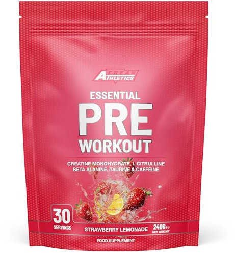 Freak Athletics Essential Pre Workout Powder - Strawberry Lemonade Pre Workout - 240g 30 Servings (240G, Strawberry Lemonade)