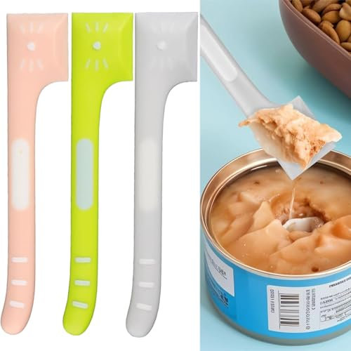 3 Pcs Pet Food Can Spoon Pet Food Mixing Spoons Silicone Food Canned Scoop Cat Food Spoon Mini Spatula Food Can Spoon for Dogs and Cats,Long Handle Pet Can Spoon Dog Cat Feeding Spoon for Wet Food