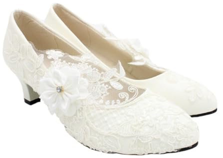 SHERCHPRY 1 Paio Scarpe da Sposa in Pizzo Vestito Stivali Scarpe da Sposa Appartamenti Shoes for Women Heels Calzature da Sposa Scarpe da Festa Donna Suola: Gomma Bianca