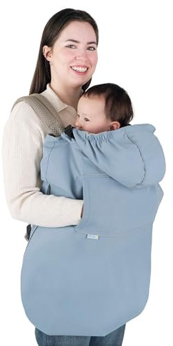 JAN & JUL Wasserdichte Babytrageabdeckung für Regen, Universelle Passform für Autositz und Kinderwagen (Dusty Blue)