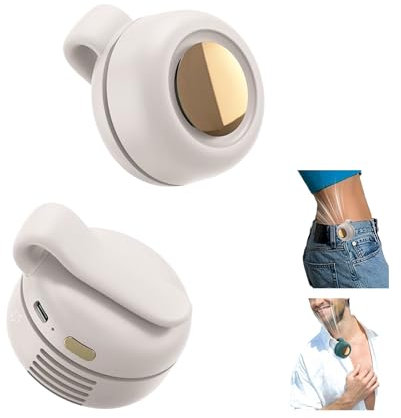 Gonggi Portable Small Clip On Fan, Mini Clip Waist Neck Wearable Fan for Clothes Hat Body, Rechargeable Silent Bladeless Fans, Hands-Free Cooling Fans for Outdoor Travel Office Shirt (White)