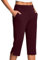 akwuiopt Ladies 3/4 Length Stretch Capri Trousers, Cropped Pants High Waist Pant Straight Casual Trousers Plus Size Yoga Pants Solid Color Summer Leggings Work Trouser Dress Trouser with Pockets Wine