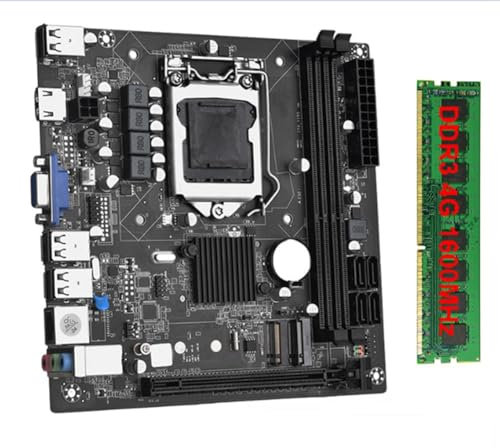 JNJOOD ITX H61 Desktop Motherboard with 1x4G DDR3 1600MHz RAM CPU LGA 1155 Support Up to 16GB RAM Slots 100M Network Card Easy to Use