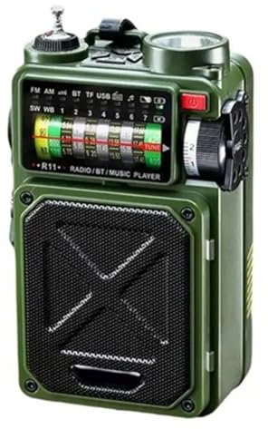 Luobannm Radio Portátil Vintage con Dinamo y Manivela Solar, Am/FM/SW, Banda, Radio de Emergencia, Altavoz Bluetooth con Linterna SOS.