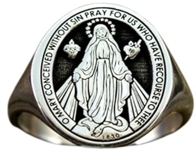 925 Sterling Silber Miraculous | Versilberter Ring | Ovale Form 18x16mm Siegelringe | Bandgröße US 5-12,5 Avelaibal |LKDR_0355
