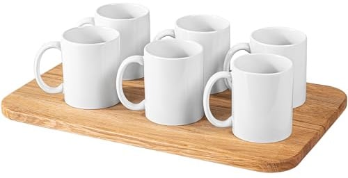 KONZEPT Kaffeebecher Set 6er – 350 ml Porzellantassen zum Bemalen, perfekt für kreative DIY-Ideen & persönliche Geschenke – weiße Keramiktassen