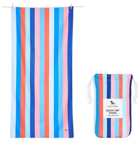 Dock & Bay Schnell trocknendes Strandtuch – Ocean Pavillon, Größe XL | Sandabweisend, inklusive Reisetasche, leicht und kompakt, 100 % recyceltes DryQ-Gewebe, Größe XL (200 x 90 cm / 78x35in)