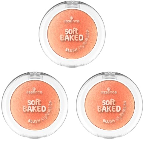 essence soft BAKED BLUSH, Rouge, Nr. 20, Orange, Expressergebnis, schimmernd, vegan, ölfrei, ohne Parfüm, ohne Alkohol, 3er Pack (3x4.5g)