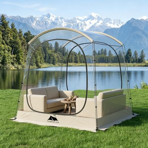 Teabelle Pop-Up Bubble Zelt, 1-4 Personen Transparenter Outdoor-Unterstand mit 540°-Ansicht, wasserdichte Outdoor-Pod mit Bodenmatte, klares Zelt, Camping-Unterstand zum Beobachten von Sport, Camping
