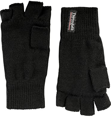 JACK PYKE Thinsulate Fingerless Mitts - Black, Unisex Adults, Acrylic, Mitts, One Size