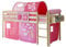 TiCAA Hochbett mit Leiter, 90 x 200 cm Hochbett, Kinderbett Spielbett mit Treppe aus Kiefer Massivholz Bettgestell 90 x 200