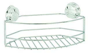 Croydex Chrome Plated Mild Steel Rust Free Stick 'N' Lock Plus Adhesive or Screw Fix Large Storage Basket, Silver